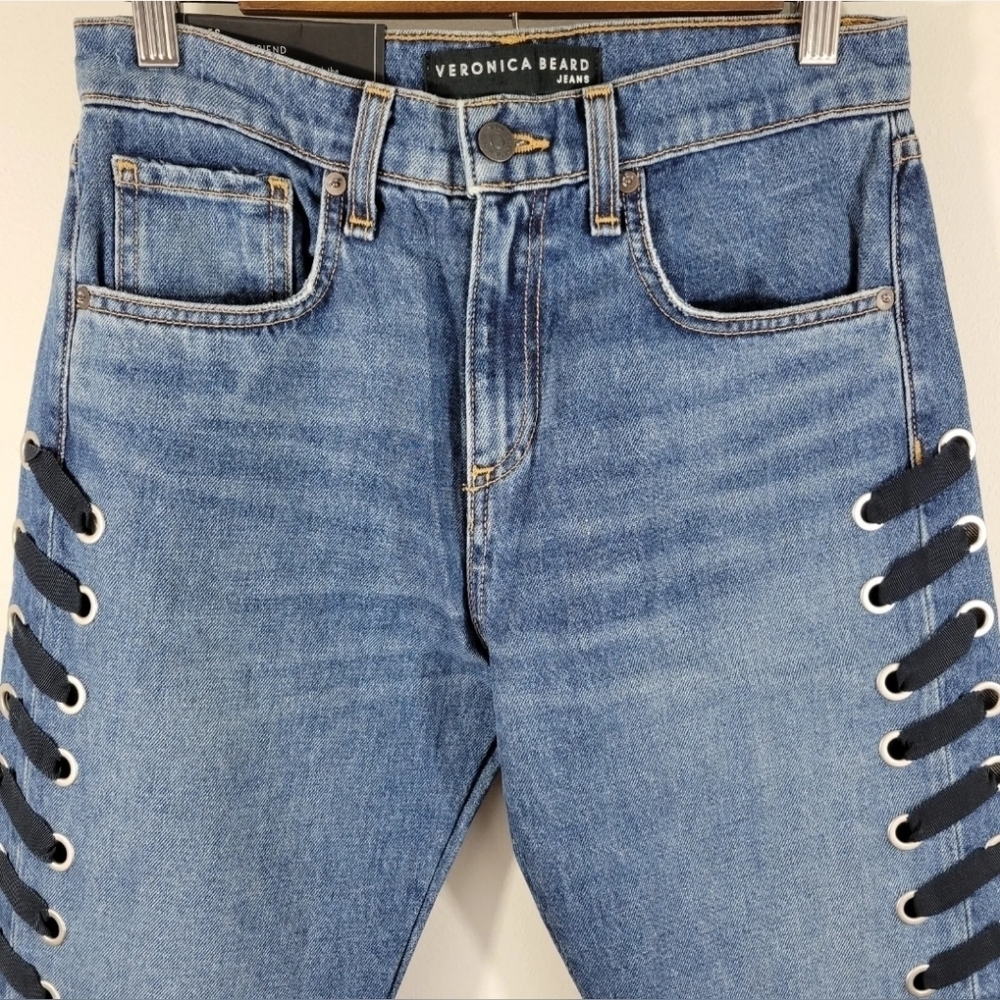 veronica Beard High Rise Ines Girlfriend Lace Up Jeans Size 25 NWT - Picture 10 of 15